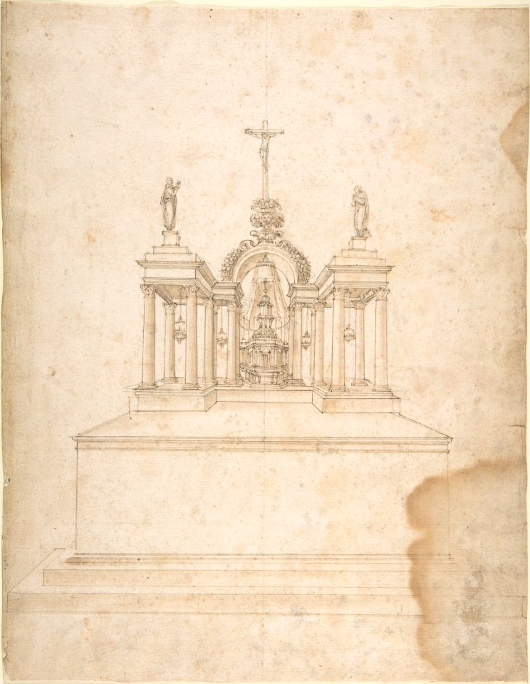 Design for a Tabernacle Surmounted by Christ on the Cross and Praying Figures (the Virgin and Saint John?). MET DP807547