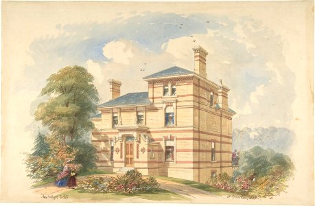 Design for a Suburban Villa (Perspective) MET DP805747