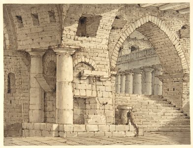 Design for a Stage Set Showing the Interior of a Fortress or Dungeon. MET DP810066