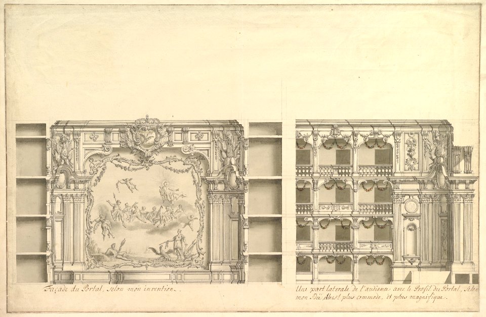 Elevation of Proscenium According to New Design and Lateral View of Boxes MET DP820185