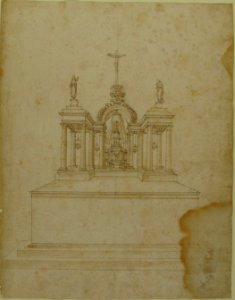 Design for a Tabernacle Surmounted by Christ on the Cross and Praying Figures (the Virgin and Saint John?). MET 66.618.6
