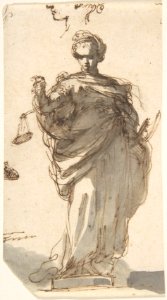 Design for a Statue of Justice with Sketches at Left and Above. MET DP807975