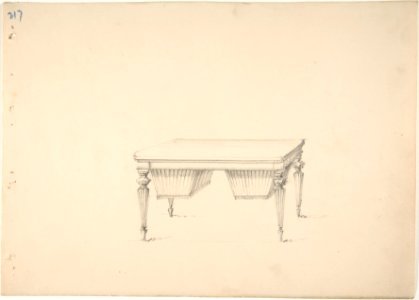 Design for a Worktable with Two Suspended Containers (Verso- Sketch for desk) MET DP807024