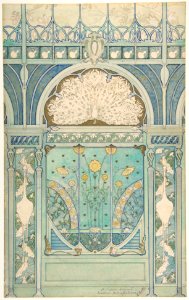 Design for a Wall Decoration with Peacock, Cranes, and Sunflowers for the Restaurant in Hotel Langham (Paris) MET DP811934
