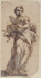 Design for a Statue of Prudence with Sketches at Upper Left Corner. MET 49.19.54