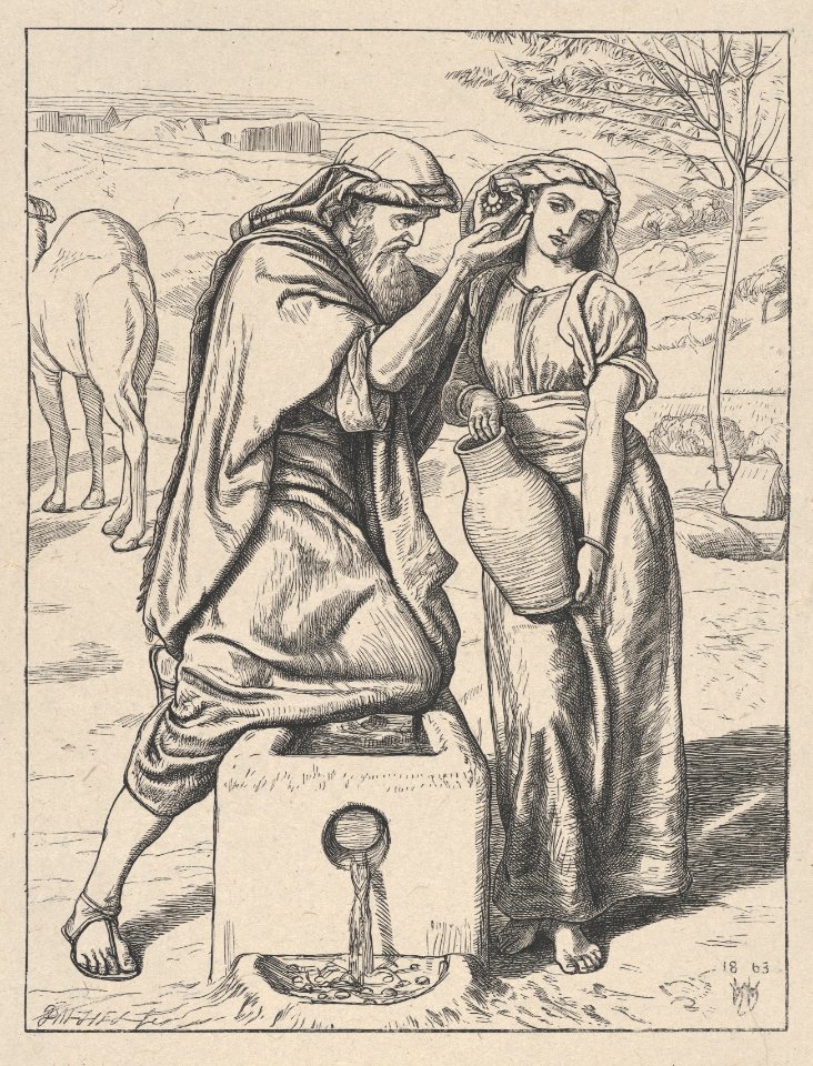 Eliezer and Rebekah at the Well (Dalziels' Bible Gallery) MET DP835726