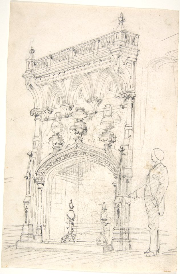 Design for a Tall Chimneypiece, Decorated with Vases MET DP806964