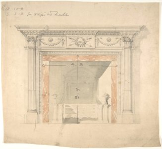 Design for an Adam-style Mantel, with a Marble Surround and Iron Firebox MET DP806989