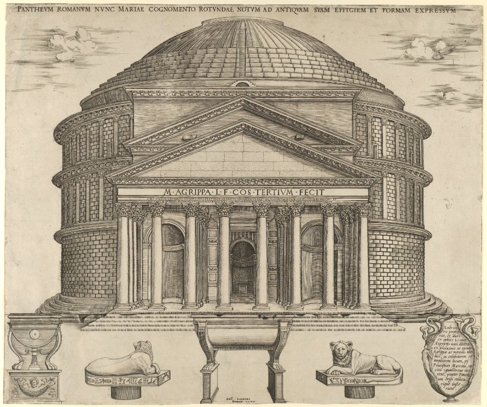 Elevation of the Pantheon in Rome, reconstructed to its original form MET DP847228