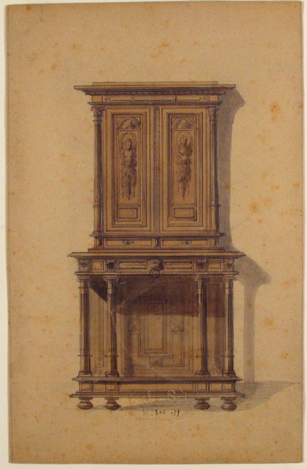Design for a Wooden Cabinet in French Renaissance Style MET 49.50.137