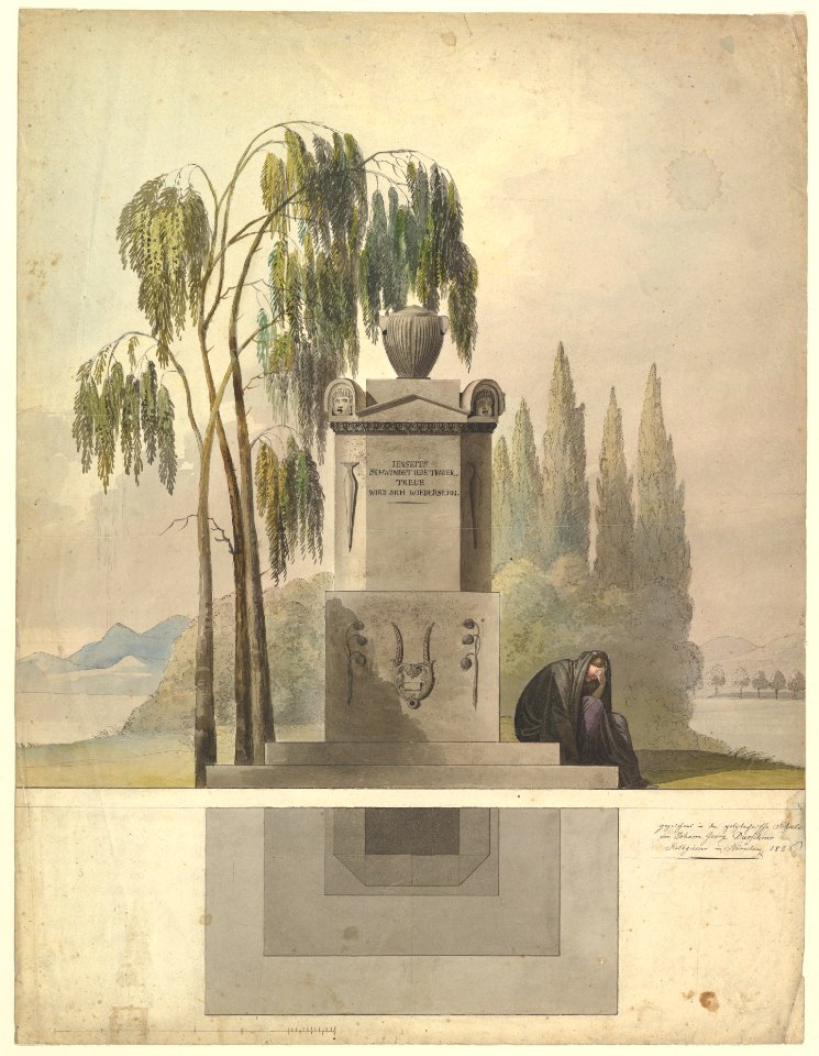 Design for a Tomb, Rothgeisser in Nuremberg (Elevation and Ground Plan) MET DP819626