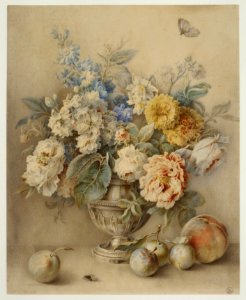 Flowers in a Silver Caster, Fruit in the Foreground MET DR117