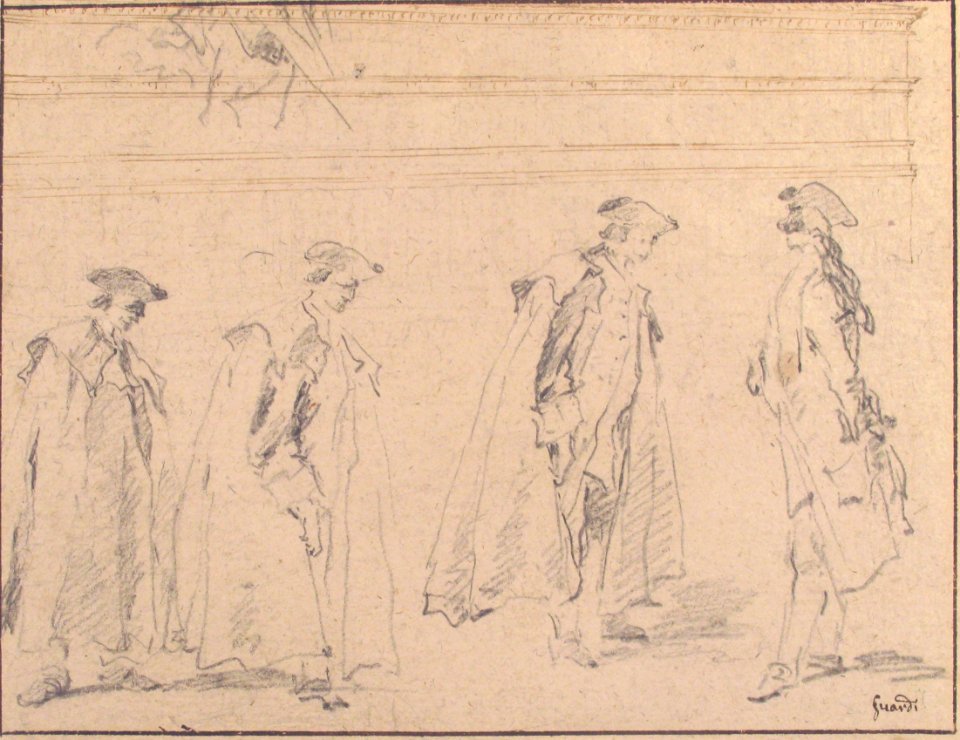 Figure Studies (recto); Figures Along a Canal and on a Bridge; to the right, a Curtain and a Stool (?) (verso) MET 1975.131.31 RECTO