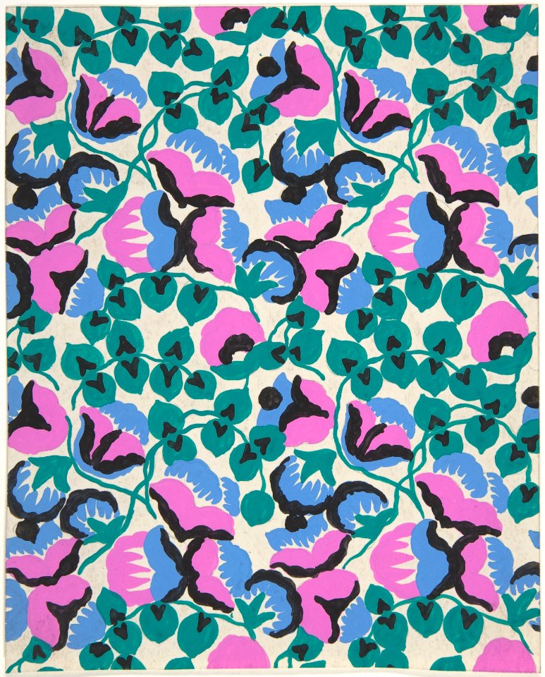 Fabric Design with Sweet Pea Flowers and Vines MET DP807944