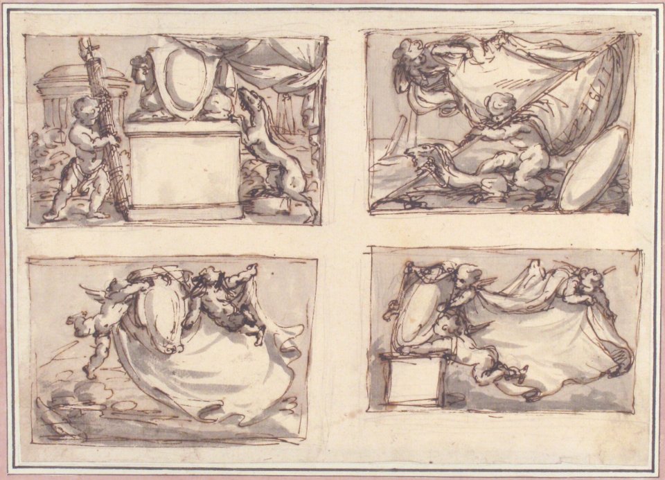 Four Sketches on one Sheet Probably for Cartes de Visites MET 48.148 (73)
