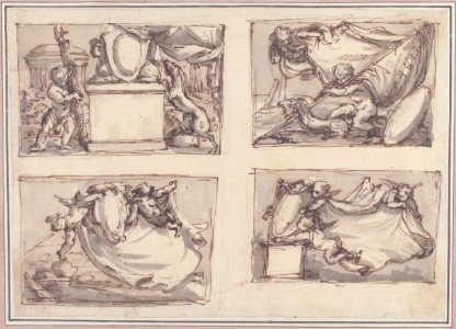 Four Sketches on one Sheet Probably for Cartes de Visites MET 48.148 (73)