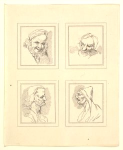 Four Heads (from Characaturas by Leonardo da Vinci, from Drawings by Wincelslaus Hollar, out of the Portland Museum) MET DP824111