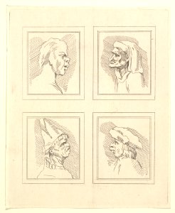 Four Heads (from Characaturas by Leonardo da Vinci, from Drawings by Wincelslaus Hollar, out of the Portland Museum) MET DP824115