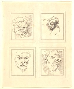 Four Heads (from Characaturas by Leonardo da Vinci, from Drawings by Wincelslaus Hollar, out of the Portland Museum) MET DP824112