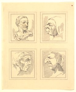 Four Heads (from Characaturas by Leonardo da Vinci, from Drawings by Wincelslaus Hollar, out of the Portland Museum) MET DP824108