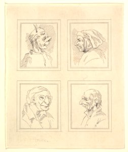 Four Heads (from Characaturas by Leonardo da Vinci, from Drawings by Wincelslaus Hollar, out of the Portland Museum) MET DP824117