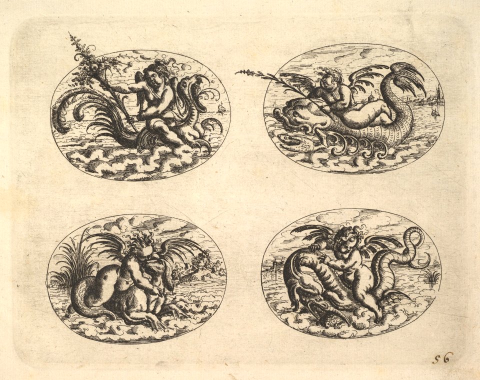 Four Ovals with Genii, plates from the Neue Grotessken Buch MET DP828573
