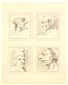 Four Heads (from Characaturas by Leonardo da Vinci, from Drawings by Wincelslaus Hollar, out of the Portland Museum) MET DP824107