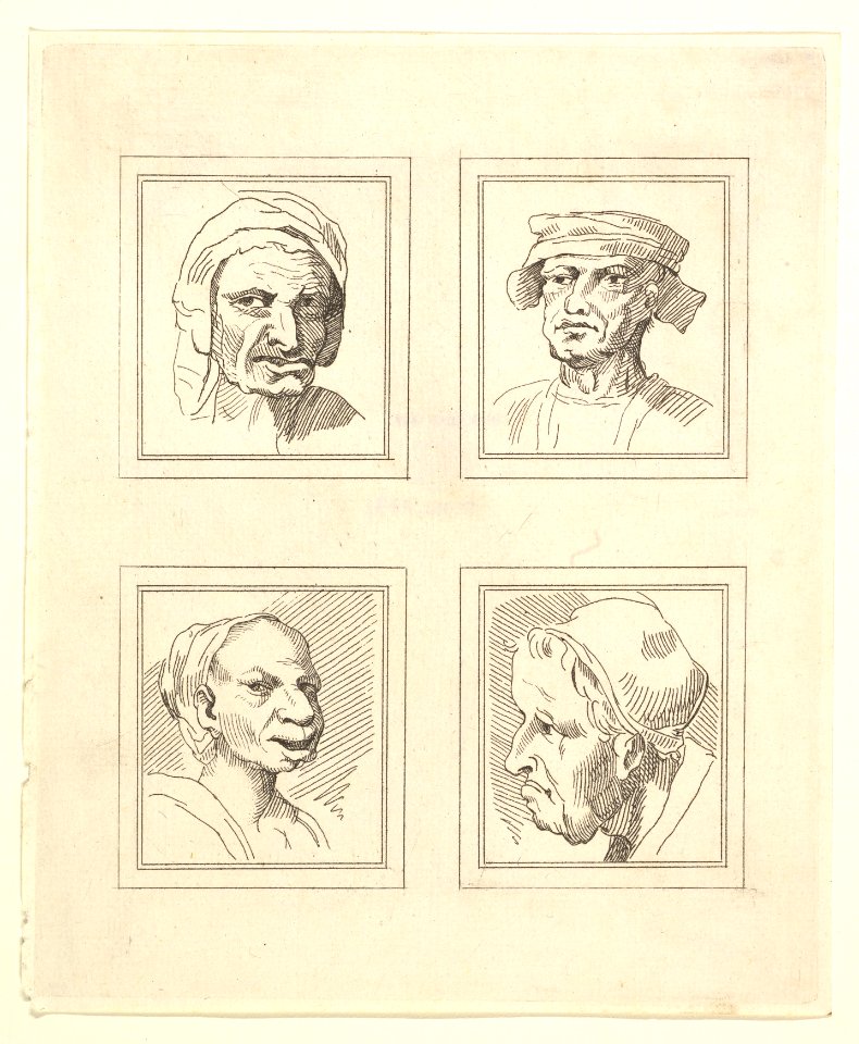 Four Heads (from Characaturas by Leonardo da Vinci, from Drawings by Wincelslaus Hollar, out of the Portland Museum) MET DP824116