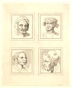 Four Heads (from Characaturas by Leonardo da Vinci, from Drawings by Wincelslaus Hollar, out of the Portland Museum) MET DP824116