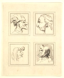 Four Heads (from Characaturas by Leonardo da Vinci, from Drawings by Wincelslaus Hollar, out of the Portland Museum) MET DP824105