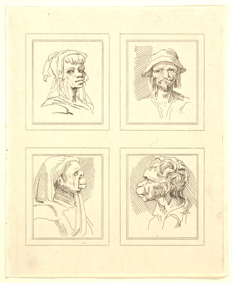 Four Heads (from Characaturas by Leonardo da Vinci, from Drawings by Wincelslaus Hollar, out of the Portland Museum) MET DP824103