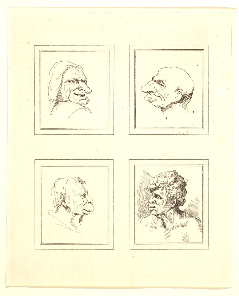 Four Heads (from Characaturas by Leonardo da Vinci, from Drawings by Wincelslaus Hollar, out of the Portland Museum) MET DP824110