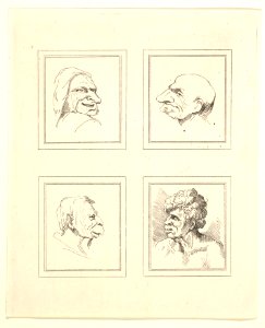 Four Heads (from Characaturas by Leonardo da Vinci, from Drawings by Wincelslaus Hollar, out of the Portland Museum) MET DP824110