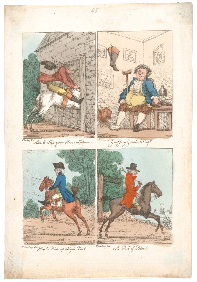 Four Scenes How to Stop your Horse at Pleasure; Geoffrey Gombado Esq-r.; How to Ride up Hyde Park; A Bit of Blood MET DP879305