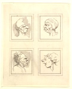 Four Heads (from Characaturas by Leonardo da Vinci, from Drawings by Wenceslaus Hollar, out of the Portland Museum) MET DP824114