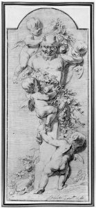 Four Putti Decorating a Herm with Garlands of Fruit and Foliage MET MM48031