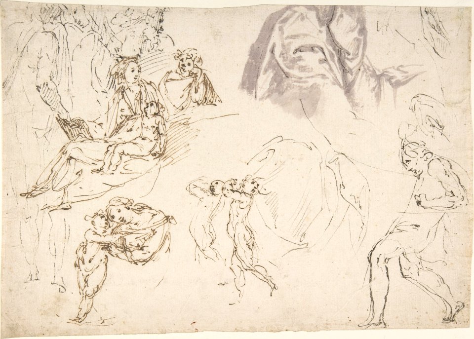 Figure Studies- The Holy Family, a Running or Dancing Child, Drapery Studies MET DP809299