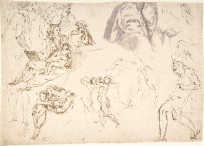 Figure Studies- The Holy Family, a Running or Dancing Child, Drapery Studies MET DP809299