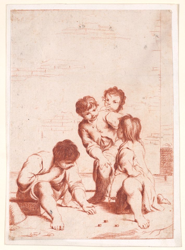 Four children playing with dice Met DP889605