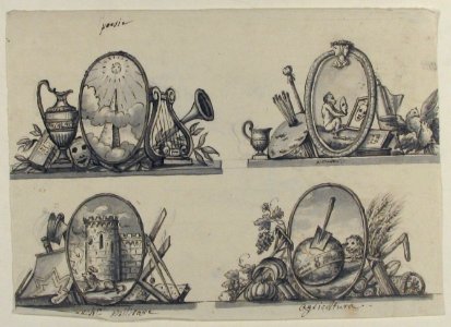 Four Designs for Emblems (recto); Sketch of Three Putti (verso) MET 60.627.5