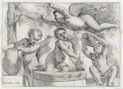 Four Putti Making and Drinking Wine MET DP865137