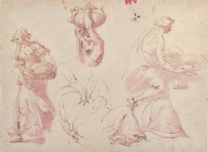 Figure Studies- Woman Carrying a Basket; Woman Carrying a Vase, and Woman Seated at a Table MET 1970.101.10