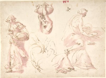 Figure Studies- Woman Carrying a Basket; Woman Carrying a Vase, and Woman Seated at a Table MET DP809301