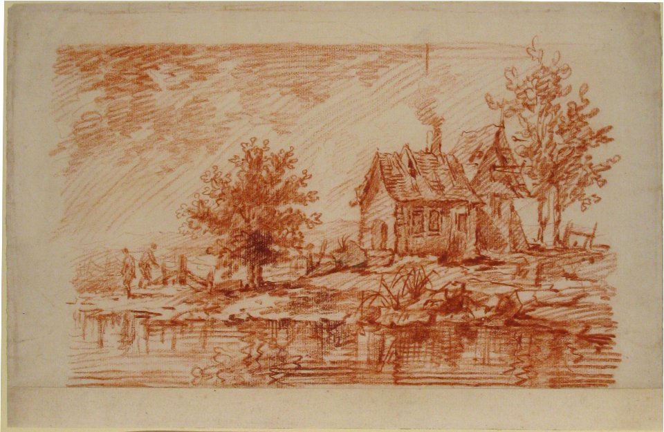 Farm House along a River, two figures at left MET 1975.131.131