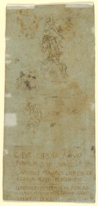 Figure in Roman Dress (Publius Cornelius Scipio Africanus) and Study of Two Helmets (recto); Sketches and Latin Inscription (verso) MET DP841759