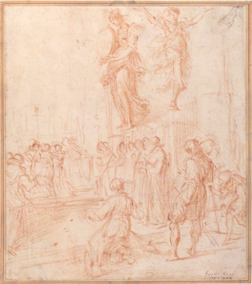 Figure Studies- Woman holding a Shield, a Dancing Female, and a Priest Supported at an Altar before a Group of Onlookers MET 80.3.320
