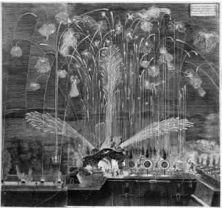 Festival for the Family of the Elector of Saxony, Dresden, February 28, 1678- Hercules Fireworks MET MM38665