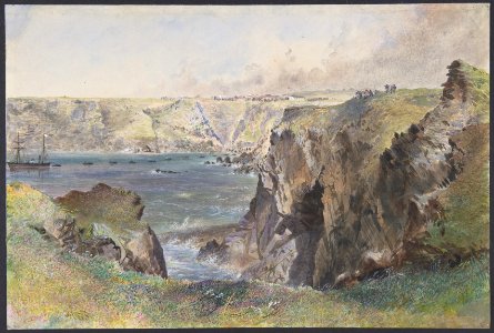 Foilhummerum Bay, Valentia, from Cromwell Fort- The Caroline Laying the Earthwire on July 21st, 1865 MET DP801263