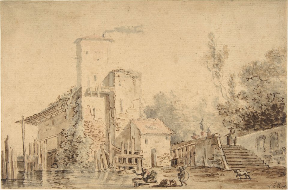 Farm House by a River with Figures MET DP807731