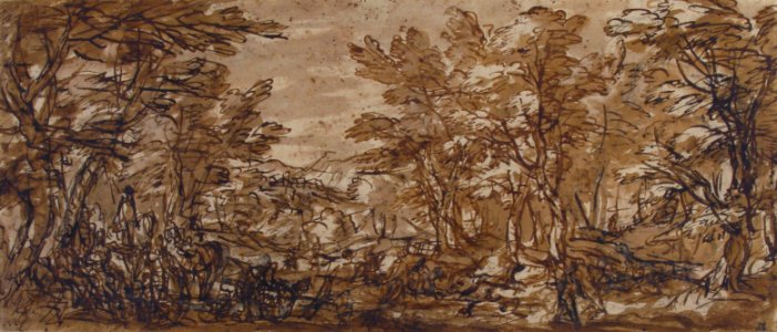 Forest Scene, a Halt at the Left, a Hunt at the Center MET 1975.131.36